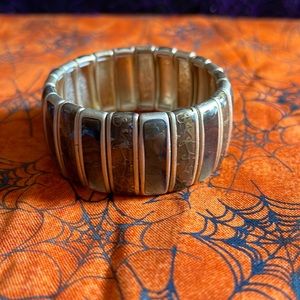 Lia Sophia Womens Easy-On Stretch Bracelet Brown Bronze Gold Enamel